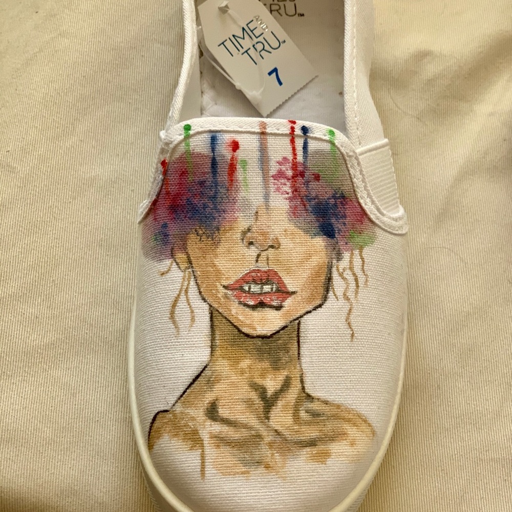 Hand Painted Canvas Slip On Shoes - Picture 3 of 6